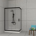Orabella Stardust Easy Fix H200 Black matt100X150 - Καμπίνα αντιστρέψιμη, ασύμμετρη
