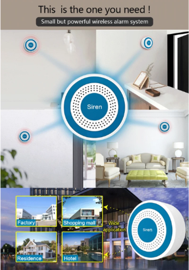 GST PE-519R Wireless Indoor Alarm Siren (Wi-Fi / 433 MHz White)