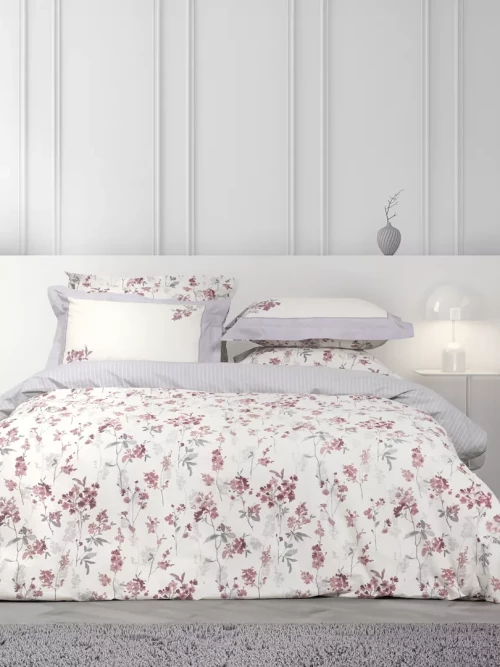 Σετ Σεντόνια Tessa Ροζ, Μπεζ Μονά (2 x 170x260 + 1 Μαξιλαροθήκη Oxford 4 πλευρών 52x72+5)