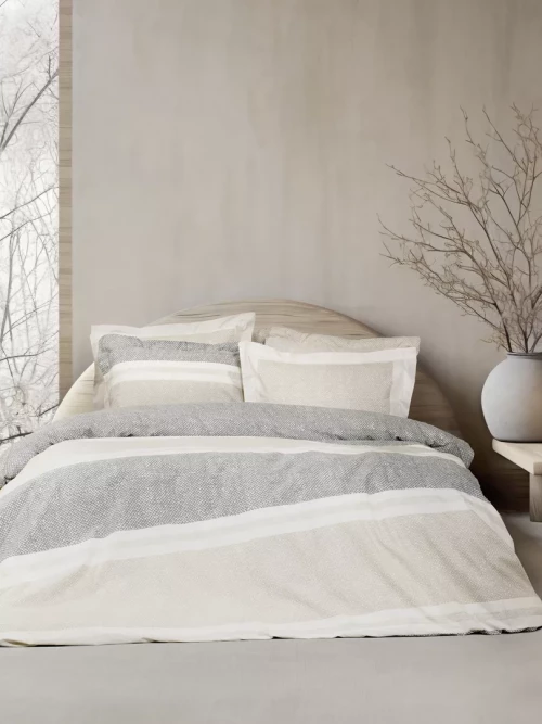 Σετ Σεντόνια Lido Γκρι, Μπεζ Υπέρδιπλα (2 x 240x260 + 2 Μαξιλαροθήκες Oxford 4 πλευρών 52x72+5)