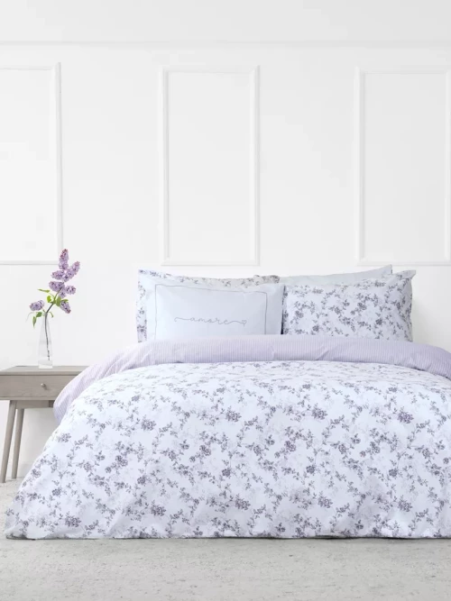 Σετ Σεντόνια Merlin Λιλά, Γκρι Γίγας (2 x 265x280 + 2 Μαξιλαροθήκες 50x70)