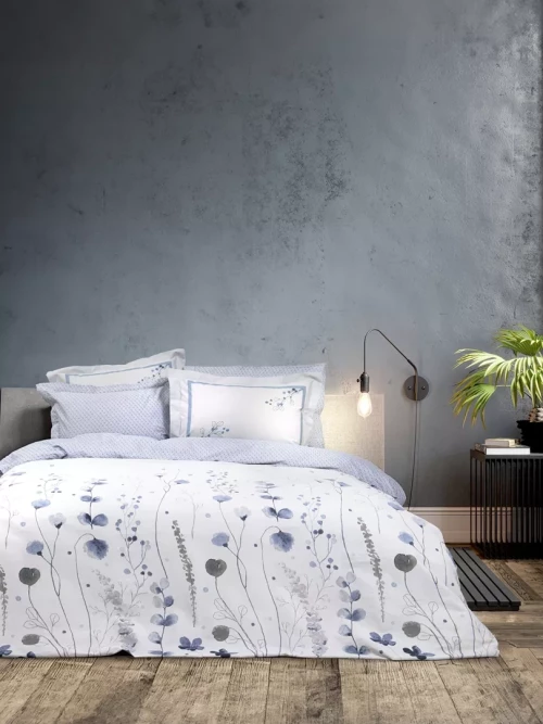 Σετ Παπλωματοθήκη Ameya Μπλε Μονή (1 x 160x240 + 1 Μαξιλαροθήκη Oxford 4 πλευρών 52x72+5)