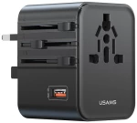 USAMS φορτιστής/αντάπτορας πρίζας CC309, USB & 2x USB-C, universal, 25W, μαύρος