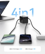 USAMS φορτιστής/αντάπτορας πρίζας CC309, USB & 2x USB-C, universal, 25W, μαύρος