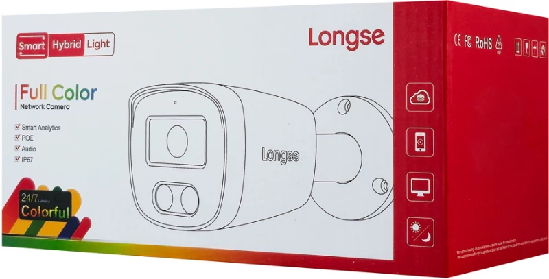 LONGSE IP κάμερα BMSC-2FCV2RC-28PMTF με μικρόφωνο, 2MP, 2.8mm, αδιάβροχη IP67, PoE