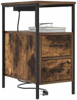 vidaXL Κομοδίνο 2 pcs Καπνιστή δρυς 30 x 48 x 61 εκ Επεξεργασμένο ξύλο