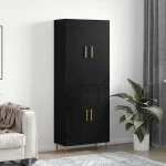vidaXL Highboard Μαύρη δρυς 69,5 x 34 x 180 εκ. Επεξεργασμένο ξύλο