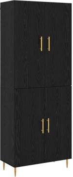 vidaXL Highboard Μαύρη δρυς 69,5 x 34 x 180 εκ. Επεξεργασμένο ξύλο