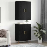 vidaXL Highboard Μαύρη δρυς 69,5 x 34 x 180 εκ. Επεξεργασμένο ξύλο