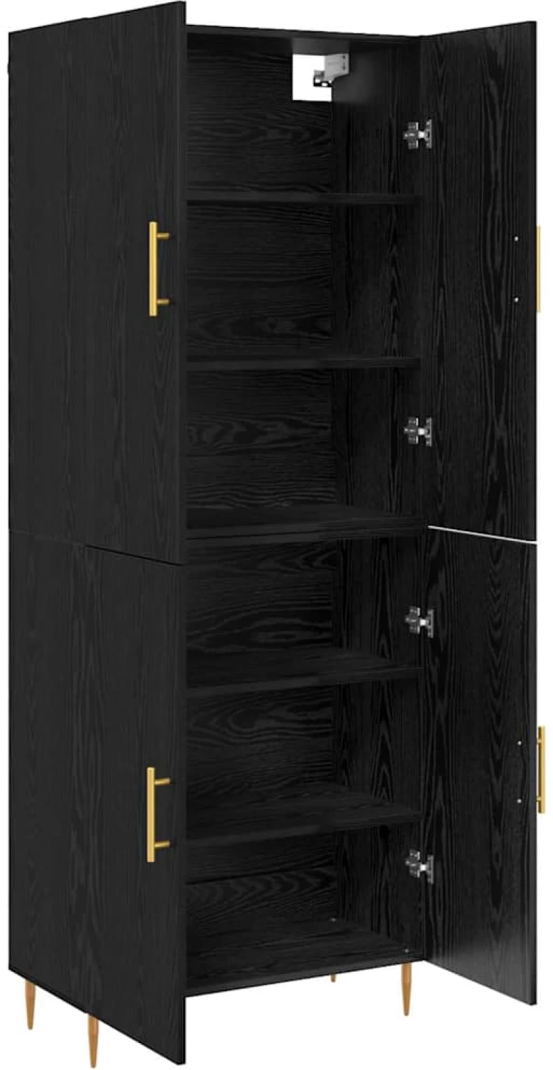 vidaXL Highboard Μαύρη δρυς 69,5 x 34 x 180 εκ. Επεξεργασμένο ξύλο