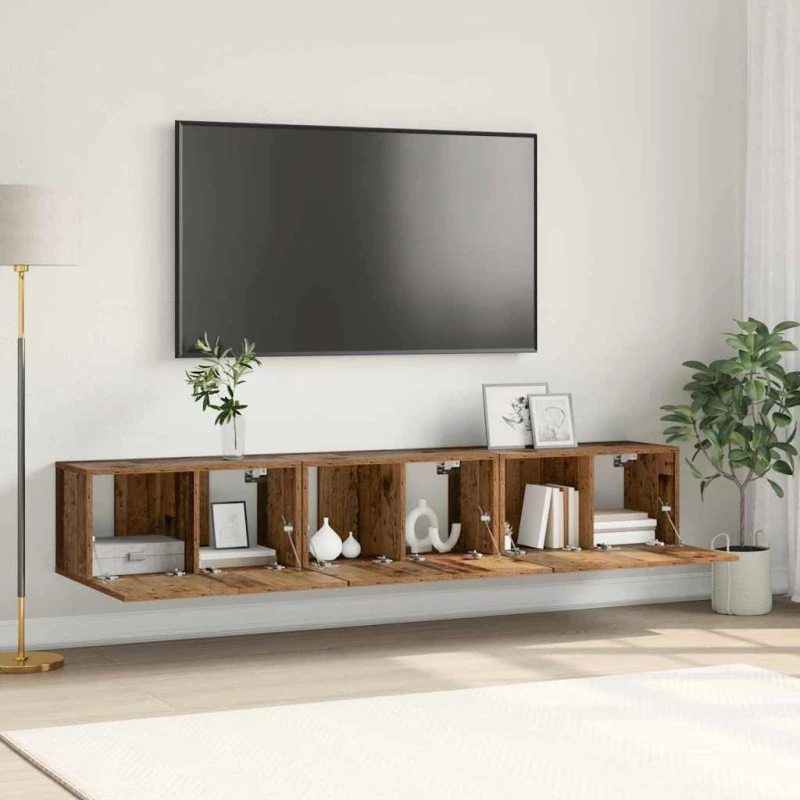 vidaXL Σετ επίπλου τηλεόρασης Επιτοίχιο 3 pcs Καφέ 60 x 30 x 30 cm