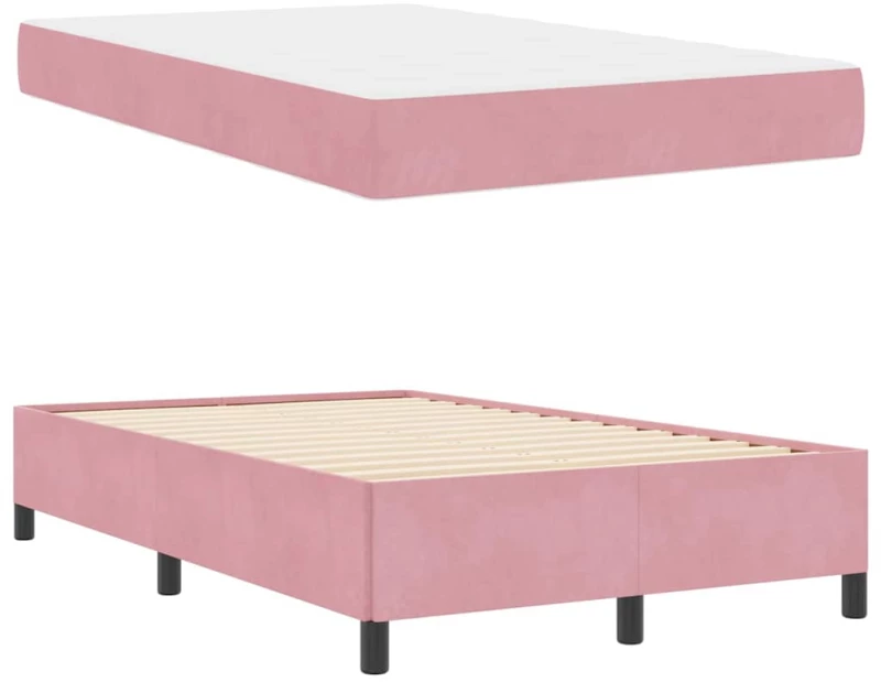 vidaXL Σκελετός Κρεβατιού με στρώμα Ροζ 120 x 190 cm ύφασμα