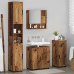 vidaXL Σετ Επίπλων Μπάνιου με συρτάρι Επιτοίχιο 4 pcs Παλιό Ξύλο