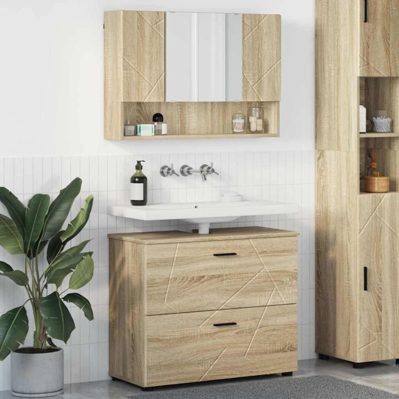 vidaXL Σετ Επίπλων Μπάνιου με συρτάρι με ράφι 2 pcs Δρύς Sonoma