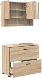 vidaXL Σετ Επίπλων Μπάνιου με συρτάρι με ράφι 2 pcs Δρύς Sonoma
