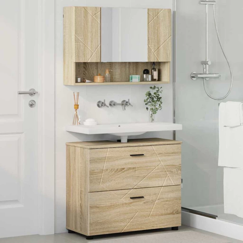 vidaXL Σετ Επίπλων Μπάνιου με συρτάρι με ράφι 2 pcs Δρύς Sonoma