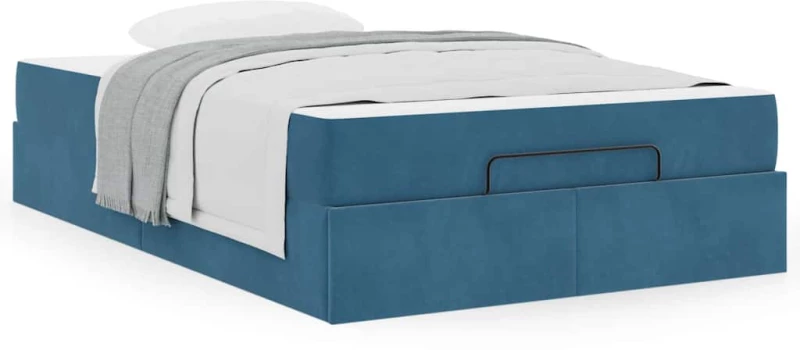 vidaXL Σκελετός Κρεβατιού με στρώμα Μπλε 120 x 190 cm Βελούδο
