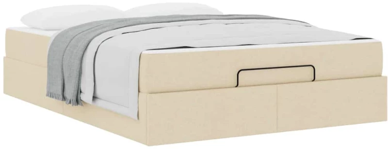 vidaXL Σκελετός Κρεβατιού με στρώμα Κρεμ 140 x 190 cm ύφασμα