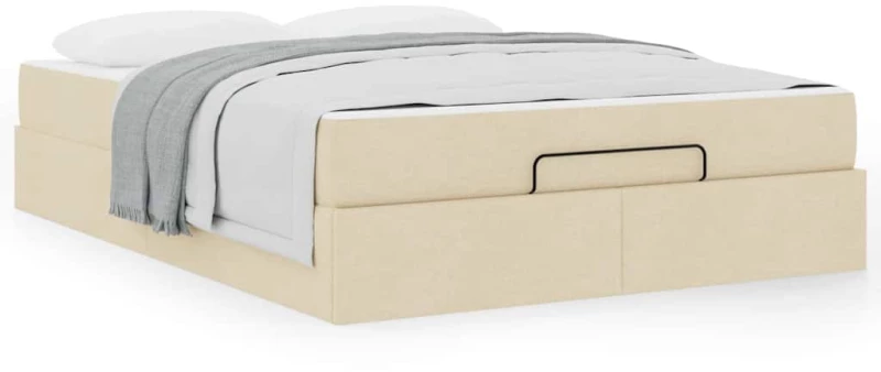 vidaXL Σκελετός Κρεβατιού με στρώμα Κρεμ 140 x 190 cm ύφασμα