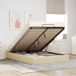 vidaXL Σκελετός Κρεβατιού με στρώμα Κρεμ 140 x 190 cm ύφασμα