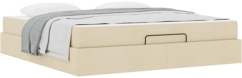 vidaXL Σκελετός Κρεβατιού με αποθήκευση Κρεμ 180 x 200 cm ύφασμα