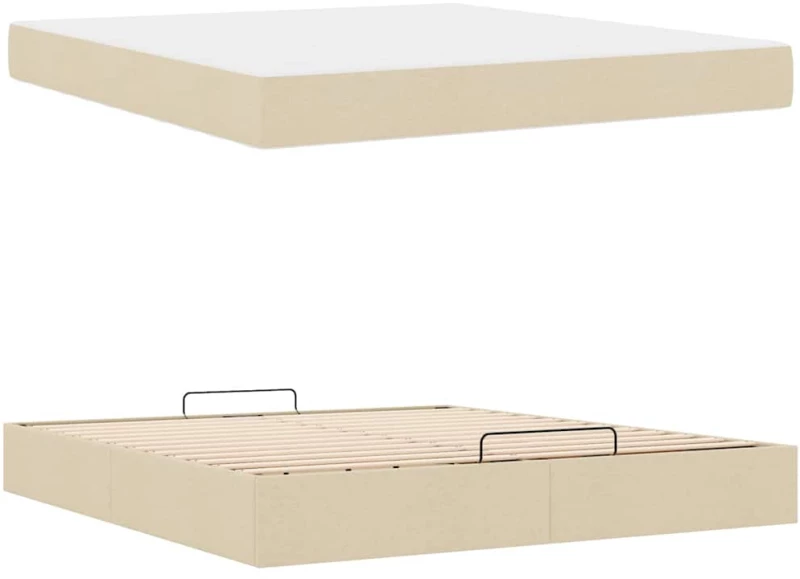 vidaXL Σκελετός Κρεβατιού με αποθήκευση Κρεμ 180 x 200 cm ύφασμα