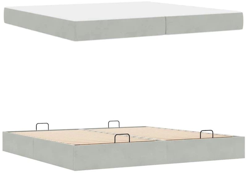 vidaXL Σκελετός Κρεβατιού Ανοιχτό γκρι 200 x 200 cm Βελούδο