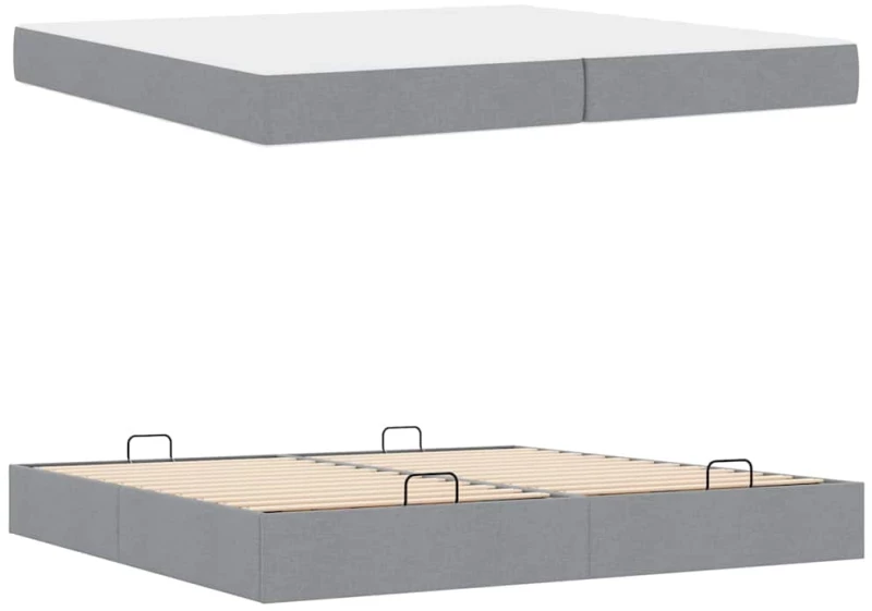 vidaXL Σκελετός Κρεβατιού Ανοιχτό γκρι 200 x 200 cm ύφασμα