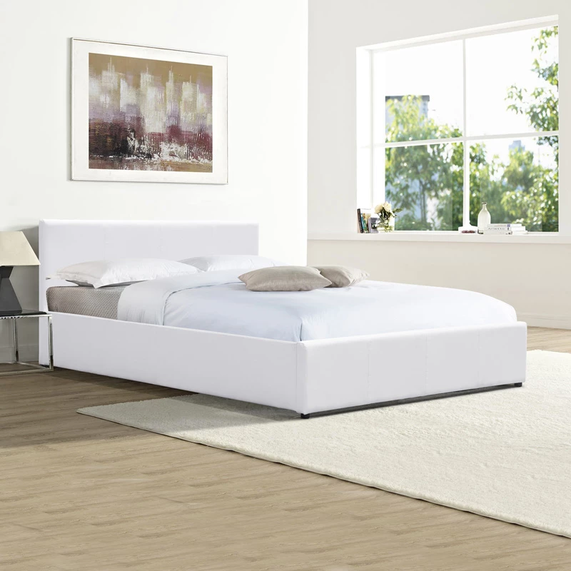 Κρεβάτι Dellia pakoworld με αποθηκευτικό χώρο pu λευκό 150x200εκ