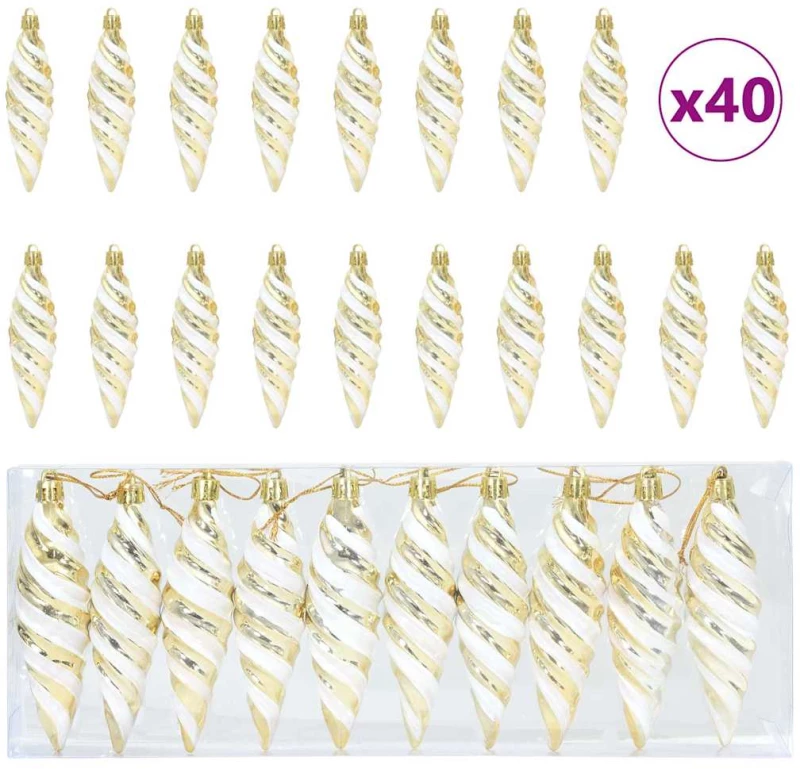 vidaXL Μπαλίτσα Χριστουγεννιάτικης Σπiral 40 pcs Χρυσό Πλαστικό