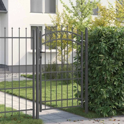 vidaXL Πύλη Φράχτη με Ακίδες με κλειδαριά Γκρι 200 x 100 cm