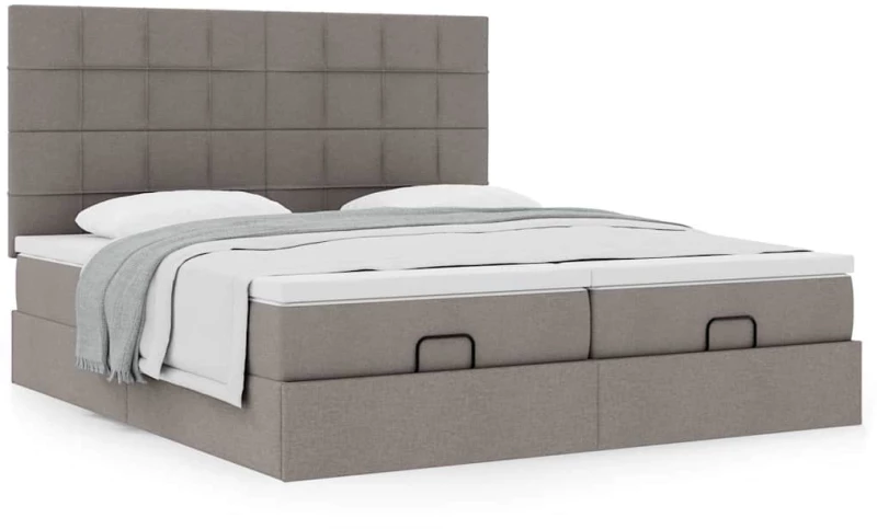 vidaXL Οθωμανικό κρεβάτι με στρώματα Taupe 160x200cm ύφασμα