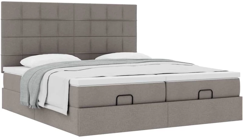 vidaXL Οθωμανικό κρεβάτι με στρώματα Taupe 160x200cm ύφασμα