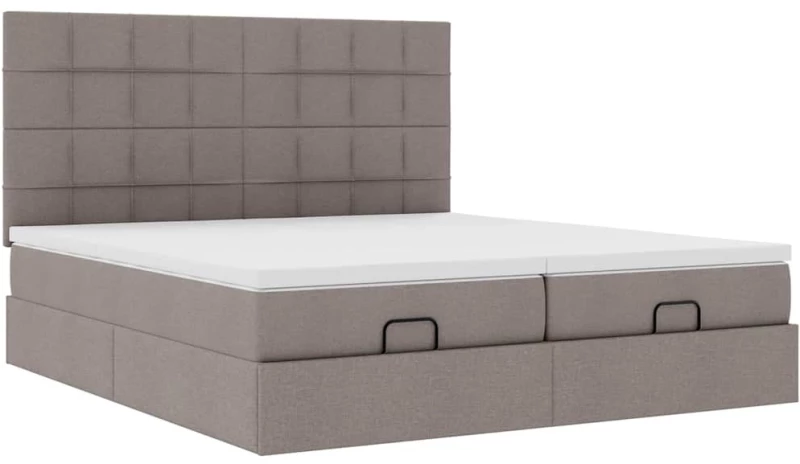 vidaXL Οθωμανικό κρεβάτι με στρώματα Taupe 160x200cm ύφασμα