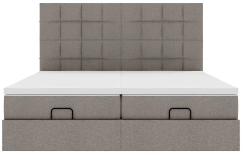 vidaXL Οθωμανικό κρεβάτι με στρώματα Taupe 160x200cm ύφασμα