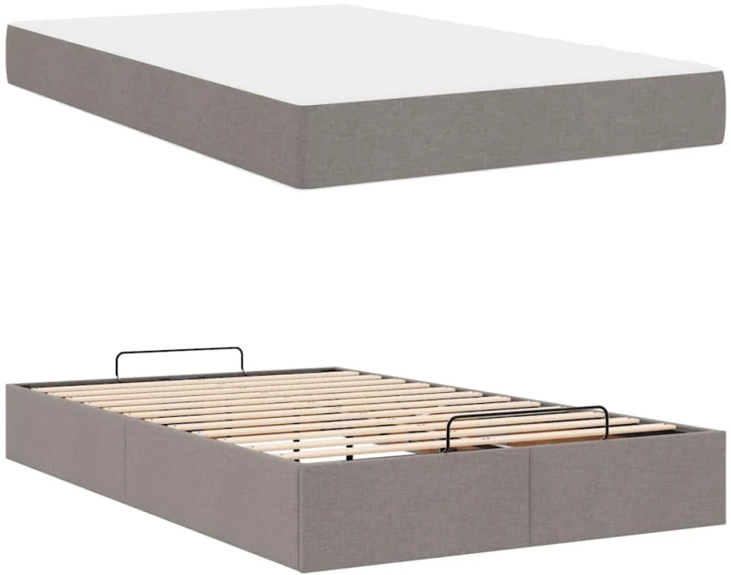 vidaXL Σκελετός Κρεβατιού με στρώμα Taupe 120 x 190 cm ύφασμα