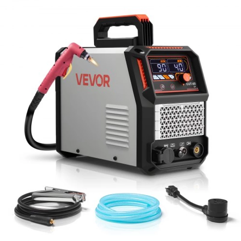 VEVOR Plasma Cutter, 65A Non-Touch Pilot Arc Plasma Cutting Machine Non-High Frequency - with 2T/4T Function & Adjustable PT Time, Digital Display IGBT Inverter for Home Repairs, Workshops