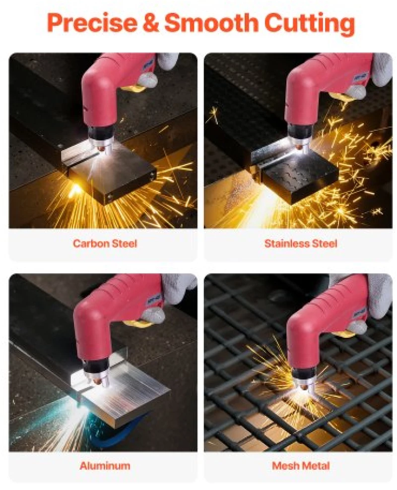 VEVOR Plasma Cutter, 65A Non-Touch Pilot Arc Plasma Cutting Machine Non-High Frequency - with 2T/4T Function & Adjustable PT Time, Digital Display IGBT Inverter for Home Repairs, Workshops