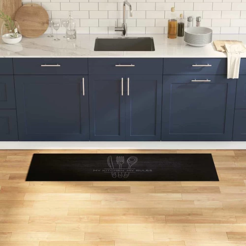 vidaXL Χαλί Κουζίνας Μαύρο 150 x 45 εκ Βελούδο