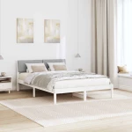 vidaXL Σκελετός Κρεβατιού Λευκό και ανοιχτό γκρι 140 x 190 cm