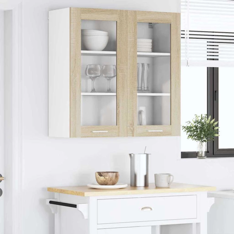 vidaXL Κρεμαστό ντουλάπι με πόρτα Riga Δρύς Sonoma 80 x 31 x 80 εκ.