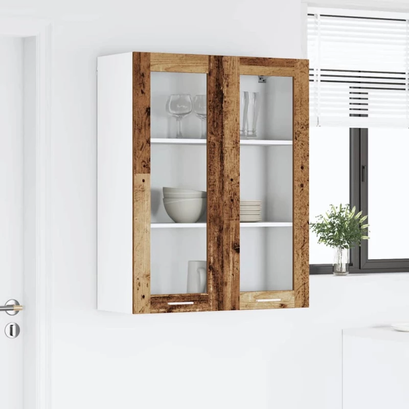 vidaXL Κρεμαστό ντουλάπι με πόρτα Riga Παλιό Ξύλο 80 x 31 x 100 εκ.
