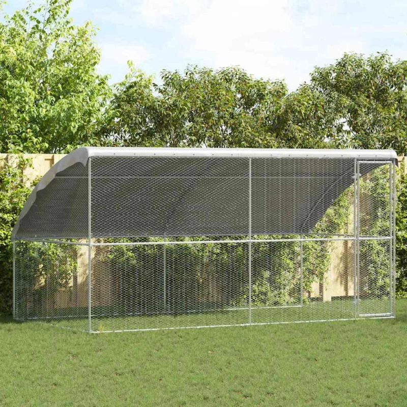 vidaXL Κλουβί για κότες Ασημί 400 x 200 x 198.5 εκ