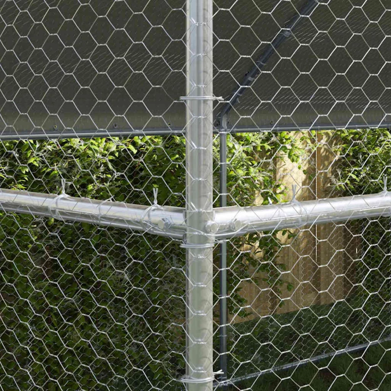 vidaXL Κλουβί για κότες Ασημί 400 x 200 x 198.5 εκ