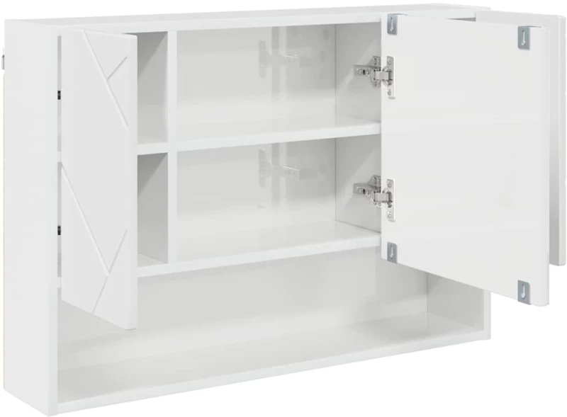 vidaXL Σετ Επίπλων Μπάνιου με συρτάρι 3 pcs Υψηλής γυαλάδας λευκό