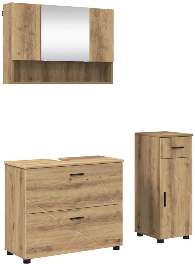 vidaXL Σετ Επίπλων Μπάνιου με συρτάρι με ράφι 3 pcs Artisan Oak