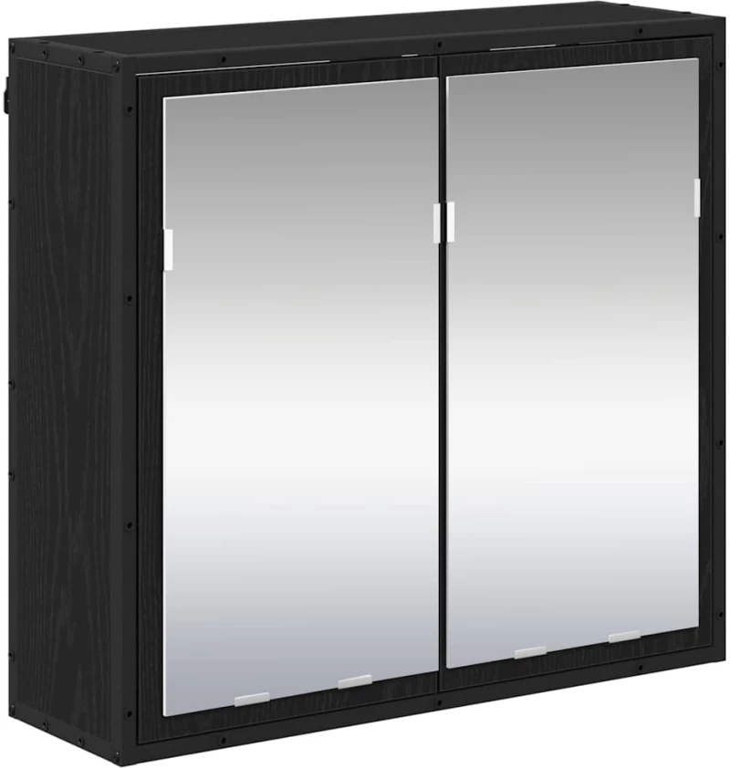 vidaXL Σετ Επίπλων Μπάνιου με ράφι 2 pcs Μαύρη Οξυά Επεξεργασμένο ξύλο