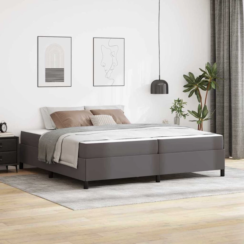 vidaXL Σκελετός Κρεβατιού με στρώμα Γκρι 200 x 200 cm ύφασμα