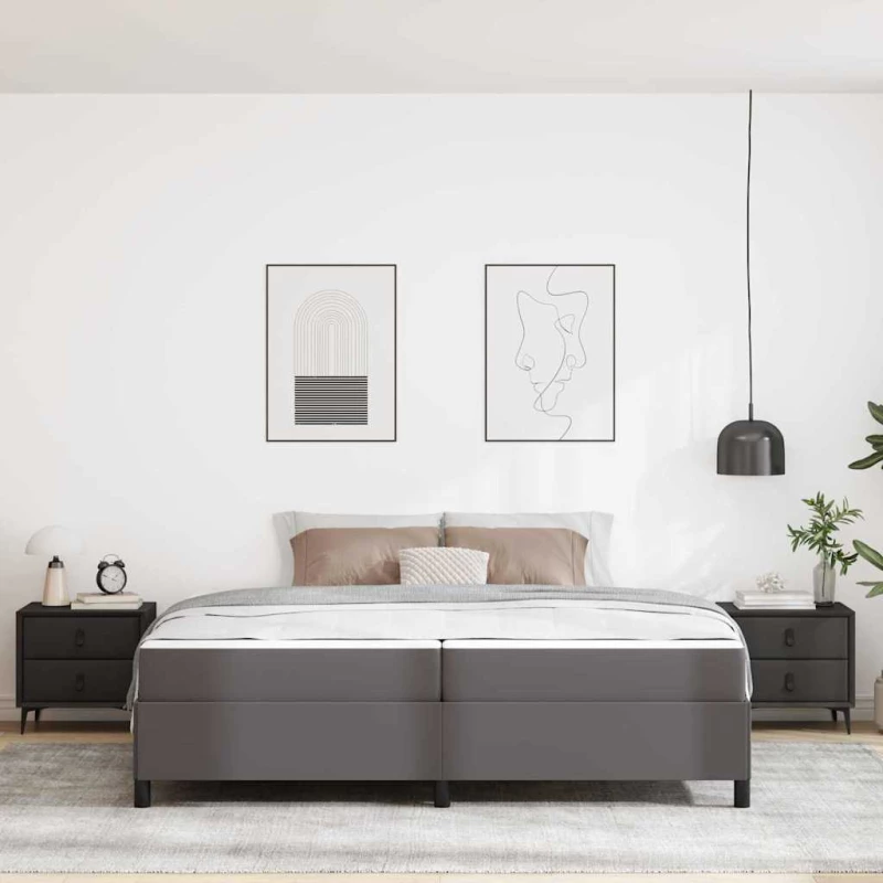 vidaXL Σκελετός Κρεβατιού με στρώμα Γκρι 200 x 200 cm ύφασμα