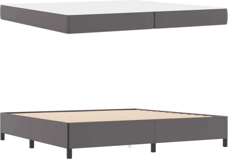 vidaXL Σκελετός Κρεβατιού με στρώμα Γκρι 200 x 200 cm ύφασμα